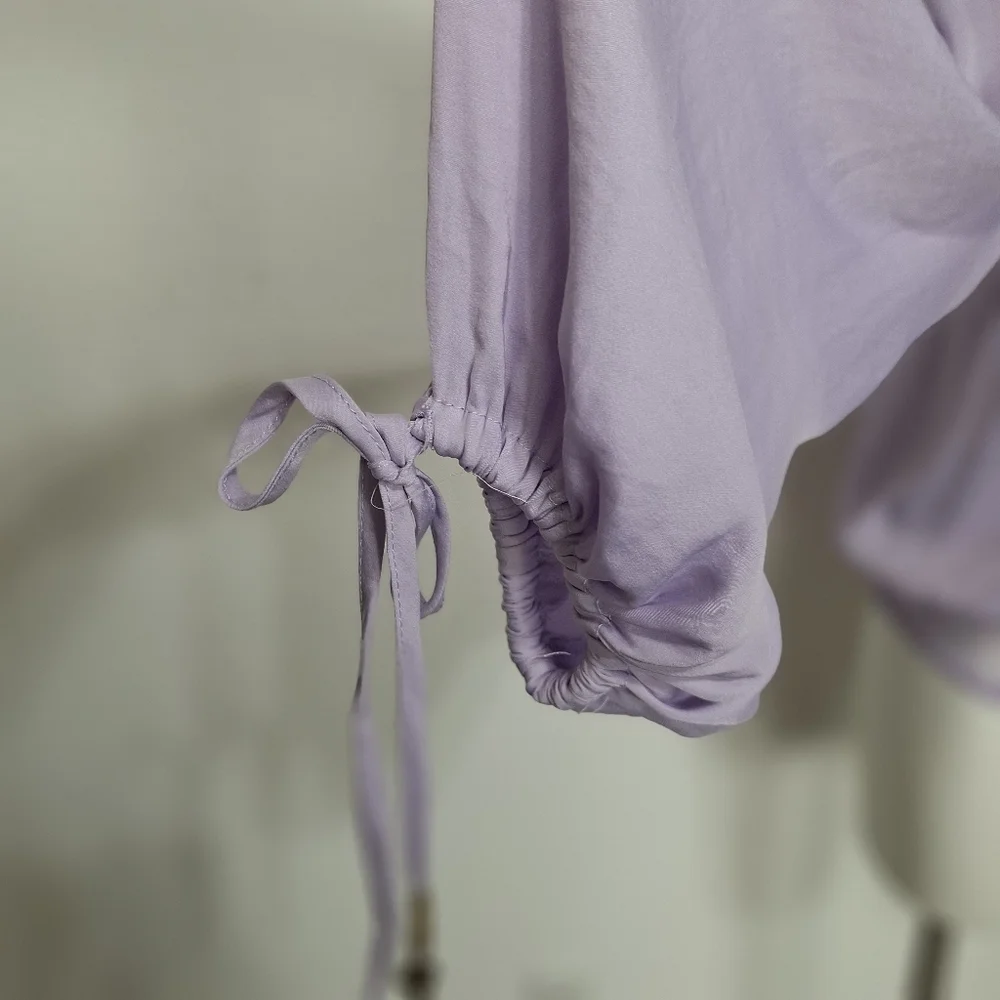 Free People Coquette Feminine Cottagecore Lavender Long Sleeve Bodysuit Size S